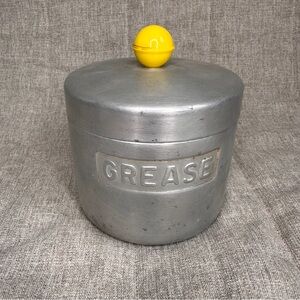 Vintage 1950s Bacon Grease Container Canister Strainer Lid Aluminum Made In USA